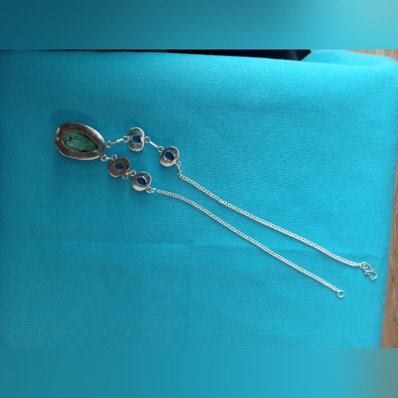 Turquoise Blue Topaz 925 Silver Plated Necklace - Picture 4 of 7